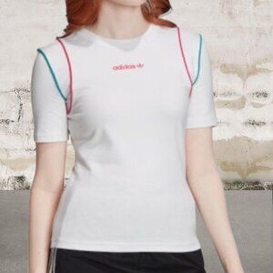 Adidas Women's Slim White Fitted Short Sleeve T-Shirt Size Small